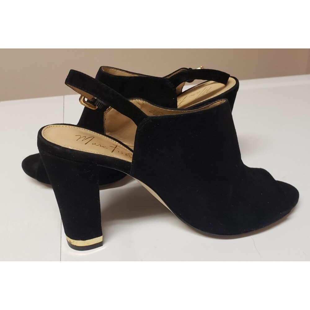 Marc Fisher Women’s Chunky Heel Suede Open-Toe Sling Back Sandals Sz 9.5M PO G